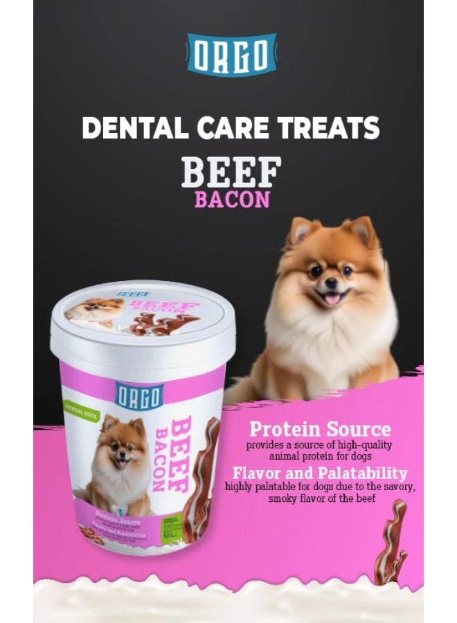 اورغو أورجو مكافآت العناية بالأسنان للكلاب بنكهة لحم البقر واللحم المقدد 220 جم - Image 2